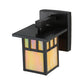 Meyda Lighting Hyde Park 6" Craftsman Brown Double Bar Mission Solid Mount Wall Sconce With Beige Iridescent Shade Glass