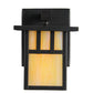 Meyda Lighting Hyde Park 6" Craftsman Brown Double Bar Mission Solid Mount Wall Sconce With Beige Iridescent Shade Glass