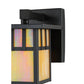 Meyda Lighting Hyde Park 6" Craftsman Brown Double Bar Mission Solid Mount Wall Sconce With Beige Iridescent Shade Glass