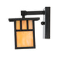 Meyda Lighting Hyde Park 6" Craftsman Brown Double Bar Mission Solid Mount Wall Sconce With Beige Iridescent Shade Glass