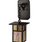 Meyda Lighting Hyde Park 6" Craftsman Brown "T" Mission Hanging Wall Sconce With Beige Iridescent And Amber Mica Shade Glass