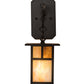 Meyda Lighting Hyde Park 6" Craftsman Brown "T" Mission Hanging Wall Sconce With Beige Iridescent And Amber Mica Shade Glass