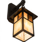 Meyda Lighting Hyde Park 6" Craftsman Brown "T" Mission Hanging Wall Sconce With Beige Iridescent And Amber Mica Shade Glass