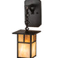 Meyda Lighting Hyde Park 6" Craftsman Brown "T" Mission Hanging Wall Sconce With Beige Iridescent And Amber Mica Shade Glass