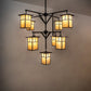 Meyda Lighting Hyde Park 64" 9-Light Craftsman Brown "T" Mission Chandelier With Beige Shade Glass