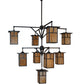 Meyda Lighting Hyde Park 64" 9-Light Craftsman Brown "T" Mission Chandelier With Beige Shade Glass