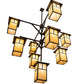 Meyda Lighting Hyde Park 64" 9-Light Craftsman Brown "T" Mission Chandelier With Beige Shade Glass