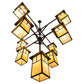 Meyda Lighting Hyde Park 64" 9-Light Craftsman Brown "T" Mission Chandelier With Beige Shade Glass