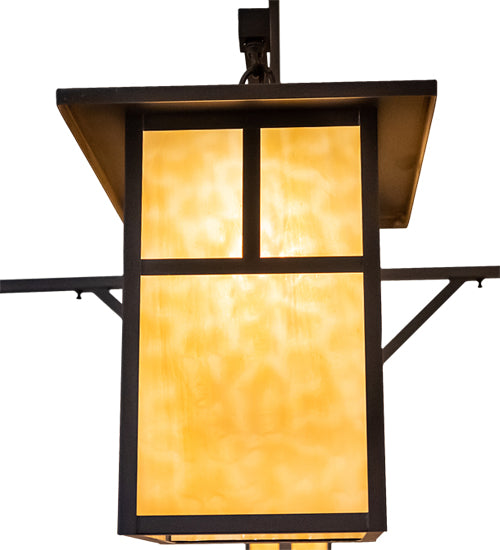 Meyda Lighting Hyde Park 64" 9-Light Craftsman Brown "T" Mission Chandelier With Beige Shade Glass