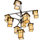 Meyda Lighting Hyde Park 64" 9-Light Craftsman Brown T Mission Hanging Lantern Chandelier With Beige Iridescent Shade Glass