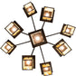 Meyda Lighting Hyde Park 64" 9-Light Craftsman Brown T Mission Hanging Lantern Chandelier With Beige Iridescent Shade Glass