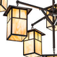 Meyda Lighting Hyde Park 64" 9-Light Craftsman Brown T Mission Hanging Lantern Chandelier With Beige Iridescent Shade Glass