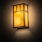 Meyda Lighting Hyde Park 7" 2-Light Antique Brass Double Bar Mission Wall Sconce With Beige Art Shade Glass