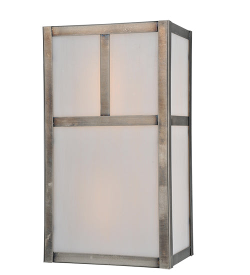 Meyda Lighting Hyde Park 7" 2-Light Antique Nickel T Mission Wall Sconce With White Shade Glass