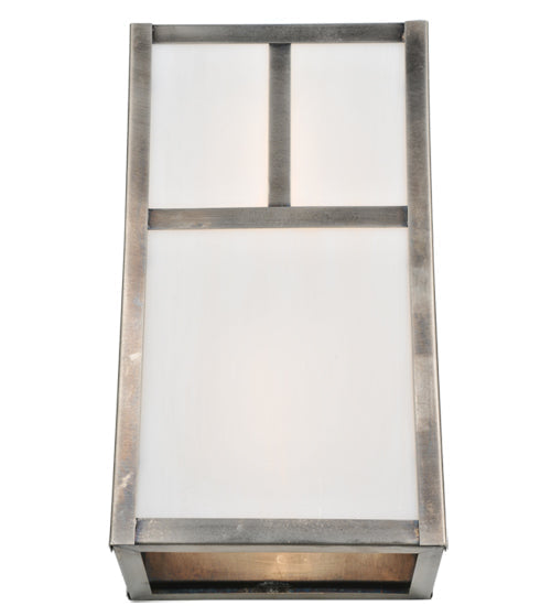 Meyda Lighting Hyde Park 7" 2-Light Antique Nickel T Mission Wall Sconce With White Shade Glass