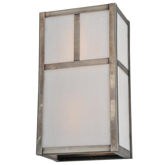Meyda Lighting Hyde Park 7" 2-Light Antique Nickel T Mission Wall Sconce With White Shade Glass