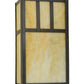 Meyda Lighting Hyde Park 7" 2-Light Craftsman Brown Double Bar Mission Wall Sconce With Beige Art Shade Glass