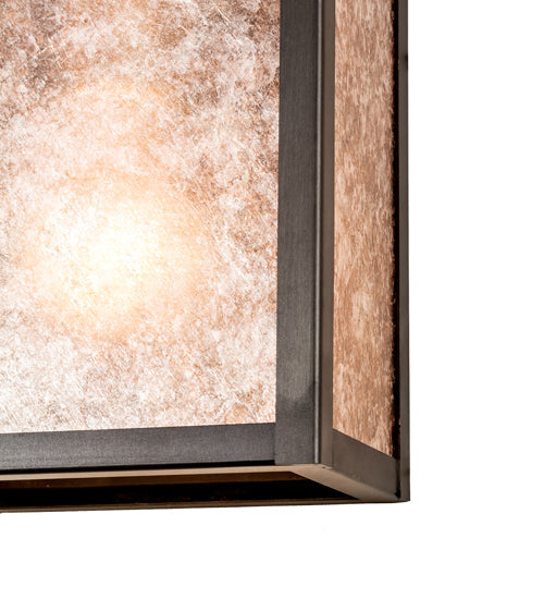 Meyda Lighting Hyde Park 7" 2-Light Craftsman Brown Double Bar Mission Wall Sconce With Silver Mica Shade Glass