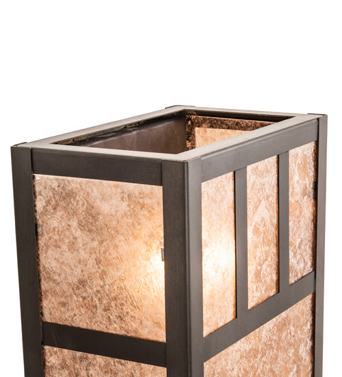 Meyda Lighting Hyde Park 7" 2-Light Craftsman Brown Double Bar Mission Wall Sconce With Silver Mica Shade Glass