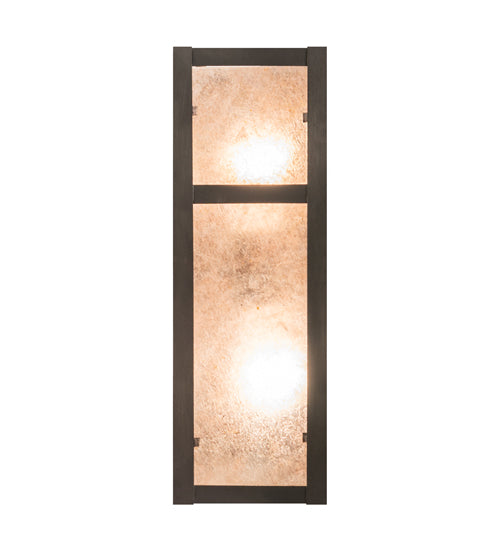 Meyda Lighting Hyde Park 7" 2-Light Craftsman Brown Double Bar Mission Wall Sconce With Silver Mica Shade Glass