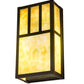 Meyda Lighting Hyde Park 7" 2-Light Craftsman Brown On Brass Double Bar Mission Wall Sconce With Beige Art Shade Glass