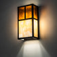 Meyda Lighting Hyde Park 7" 2-Light Craftsman Brown "T" Mission Wall Sconce With Amber Mica & Beige Iridescent Shade Glass