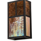 Meyda Lighting Hyde Park 7" 2-Light Craftsman Brown "T" Mission Wall Sconce With Amber Mica & Beige Iridescent Shade Glass