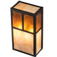Meyda Lighting Hyde Park 7" 2-Light Craftsman Brown "T" Mission Wall Sconce With Amber Mica & Beige Iridescent Shade Glass
