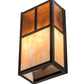 Meyda Lighting Hyde Park 7" 2-Light Craftsman Brown "T" Mission Wall Sconce With Amber Mica & Beige Iridescent Shade Glass