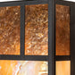 Meyda Lighting Hyde Park 7" 2-Light Craftsman Brown "T" Mission Wall Sconce With Amber Mica & Beige Iridescent Shade Glass