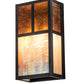 Meyda Lighting Hyde Park 7" 2-Light Craftsman Brown "T" Mission Wall Sconce With Amber Mica & Beige Iridescent Shade Glass