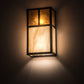 Meyda Lighting Hyde Park 7" 2-Light Craftsman Brown "T" Mission Wall Sconce With Beige Iridescent And Amber Mica Shade Glass
