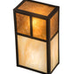 Meyda Lighting Hyde Park 7" 2-Light Craftsman Brown "T" Mission Wall Sconce With Beige Iridescent And Amber Mica Shade Glass