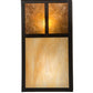Meyda Lighting Hyde Park 7" 2-Light Craftsman Brown "T" Mission Wall Sconce With Beige Iridescent And Amber Mica Shade Glass