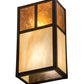 Meyda Lighting Hyde Park 7" 2-Light Craftsman Brown "T" Mission Wall Sconce With Beige Iridescent And Amber Mica Shade Glass