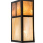 Meyda Lighting Hyde Park 7" 2-Light Craftsman Brown "T" Mission Wall Sconce With Beige Iridescent And Amber Mica Shade Glass