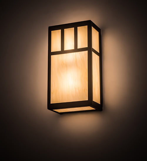 Meyda Lighting Hyde Park 7" 2-Light Oil Rubbed Bronze Double Bar Mission Wall Sconce With Beige Bottacino Idalight Shade