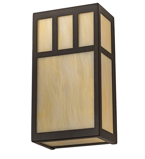 Meyda Lighting Hyde Park 7" 2-Light Oil Rubbed Bronze Double Bar Mission Wall Sconce With Beige Bottacino Idalight Shade