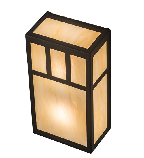 Meyda Lighting Hyde Park 7" 2-Light Oil Rubbed Bronze Double Bar Mission Wall Sconce With Beige Bottacino Idalight Shade