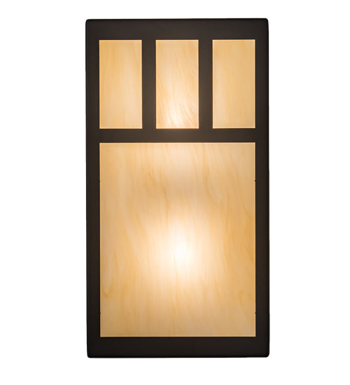 Meyda Lighting Hyde Park 7" 2-Light Oil Rubbed Bronze Double Bar Mission Wall Sconce With Beige Bottacino Idalight Shade