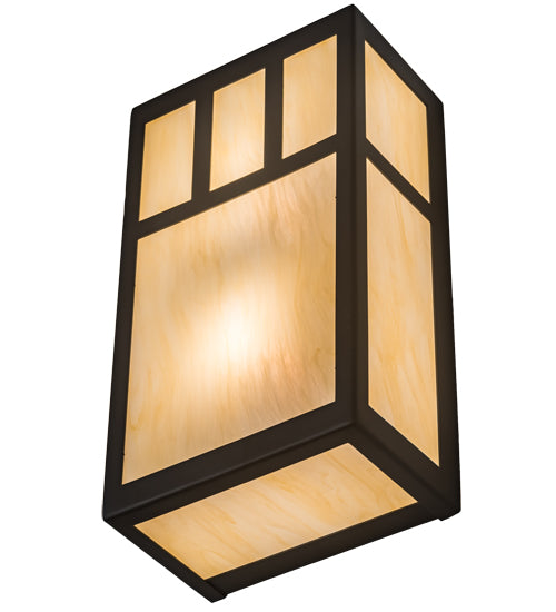Meyda Lighting Hyde Park 7" 2-Light Oil Rubbed Bronze Double Bar Mission Wall Sconce With Beige Bottacino Idalight Shade