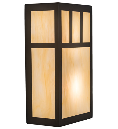 Meyda Lighting Hyde Park 7" 2-Light Oil Rubbed Bronze Double Bar Mission Wall Sconce With Beige Bottacino Idalight Shade