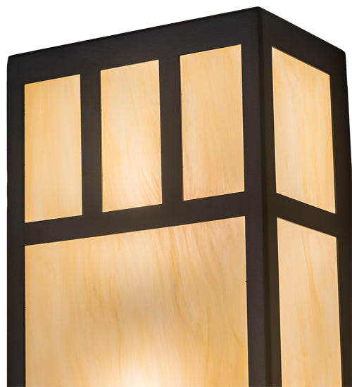 Meyda Lighting Hyde Park 7" 2-Light Oil Rubbed Bronze Double Bar Mission Wall Sconce With Beige Bottacino Idalight Shade