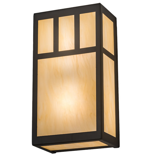 Meyda Lighting Hyde Park 7" 2-Light Oil Rubbed Bronze Double Bar Mission Wall Sconce With Beige Bottacino Idalight Shade