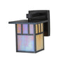 Meyda Lighting Hyde Park 7" Craftsman Brown Double Bar Mission Solid Mount Wall Sconce With Beige Iridescent Shade Glass