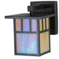 Meyda Lighting Hyde Park 7" Craftsman Brown Double Bar Mission Solid Mount Wall Sconce With Beige Iridescent Shade Glass