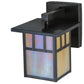 Meyda Lighting Hyde Park 7" Craftsman Brown Double Bar Mission Solid Mount Wall Sconce With Beige Iridescent Shade Glass
