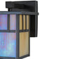 Meyda Lighting Hyde Park 7" Craftsman Brown Double Bar Mission Solid Mount Wall Sconce With Beige Iridescent Shade Glass