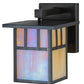 Meyda Lighting Hyde Park 7" Craftsman Brown Double Bar Mission Solid Mount Wall Sconce With Beige Iridescent Shade Glass