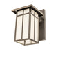 Meyda Lighting Hyde Park 7" Craftsman Brown On Copper "T" Mission Solid Mount Wall Sconce With Frosted Seeded Shade Glass